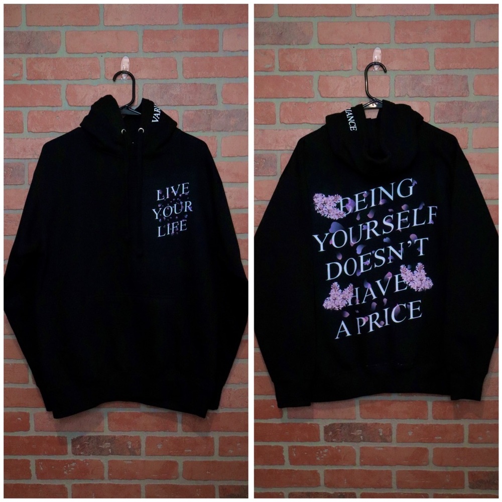 New Black Hoodie | Lilac Petals - Picture 1 of 3